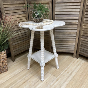 Ivory Distressed Clover Side Table