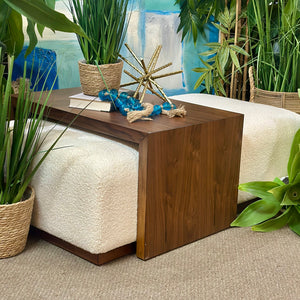 White Sherpa Ottoman W/Table