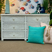 Load image into Gallery viewer, Glass Top Wicker Dresser

