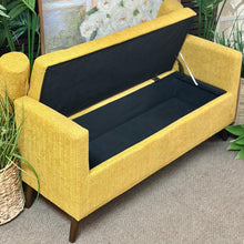 Load image into Gallery viewer, Mustard Storage Bench
