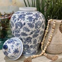 Load image into Gallery viewer, Blue/White Floral Ginger Jar

