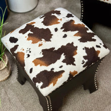 Load image into Gallery viewer, Cow Print Nailhead Stool
