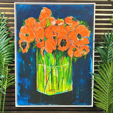 Load image into Gallery viewer, Saturated Navy &amp; Orange Floral Art
