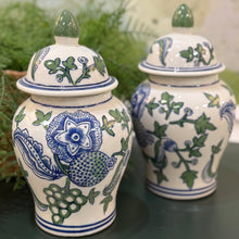 Load image into Gallery viewer, Blue/Green Floral Jar
