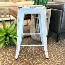 Load image into Gallery viewer, Set/3 White Distressed Barstools
