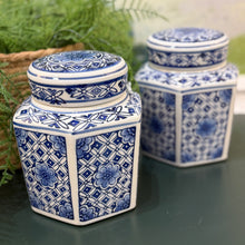 Load image into Gallery viewer, Blue/White Hexagon Jar
