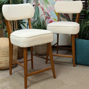 Boucle & Walnut Counter Stool
