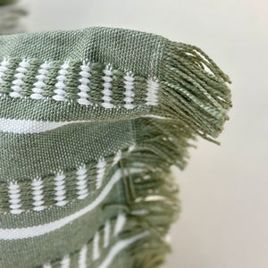 Green/White Fringe Pillow
