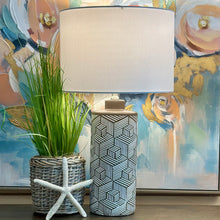 Load image into Gallery viewer, Taupe/White Geometric Lamp
