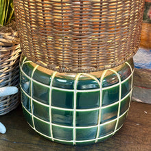 Load image into Gallery viewer, Green Lamp W/Rattan Shade
