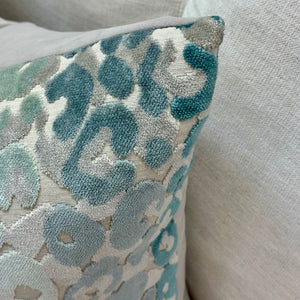 Teal Leopard Print Down Pillow