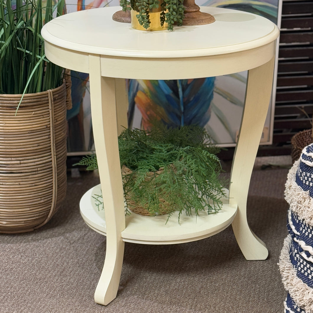 Round Cream Side Table