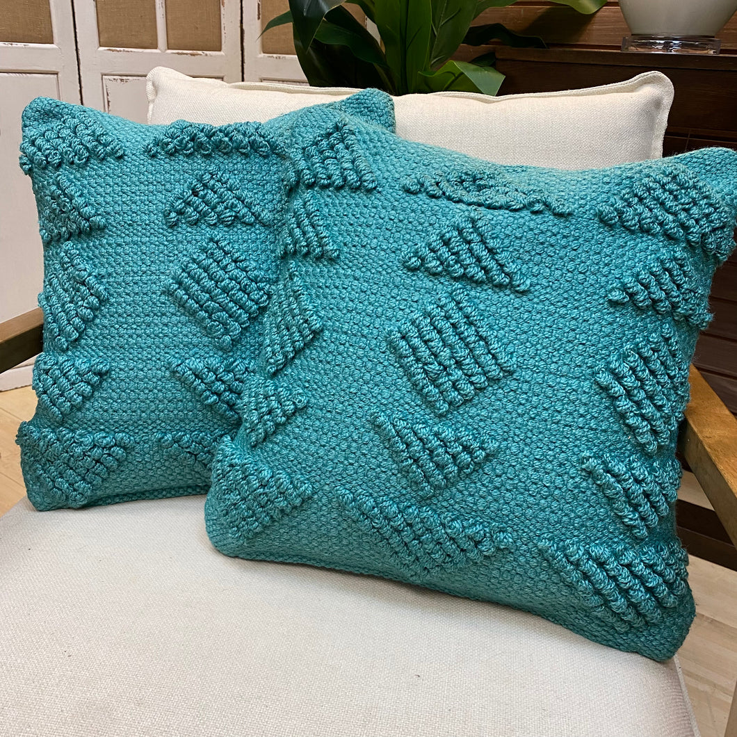 Turquoise Woven Pillow