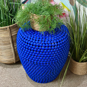 Blue Bead Metal Stool