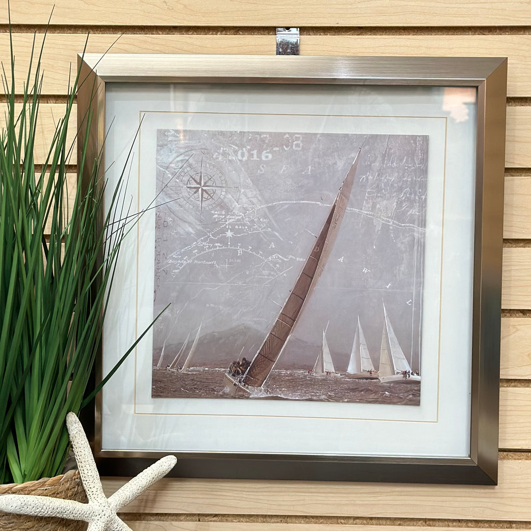 Silver Framed Sailboat Art II