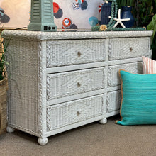 Load image into Gallery viewer, Glass Top Wicker Dresser
