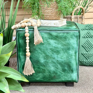 Green Leather Ottoman