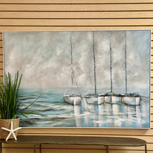 Load image into Gallery viewer, Aqua Water &amp; Sailboats Art
