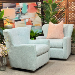 Spa Blue Speckled Swivel Glider