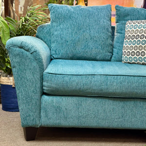 Teal Sofa W/2 Patterned Cushions
