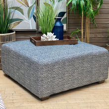 Load image into Gallery viewer, Navy Patterned Ottoman
