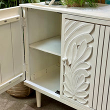 Load image into Gallery viewer, 4DR White Carved Wood Credenza
