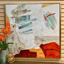 Load image into Gallery viewer, Hand Painted Orange/Aqua Abstract
