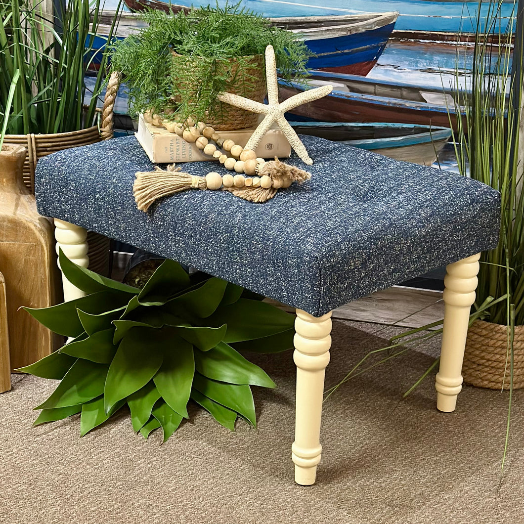 Blue Tufted Ottoman