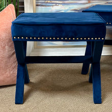 Load image into Gallery viewer, Blue Velvet Ottoman
