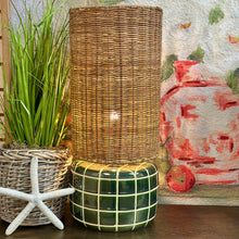 Load image into Gallery viewer, Green Lamp W/Rattan Shade
