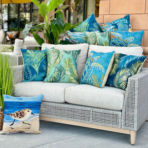 Navy Palms Outdoor Pillow