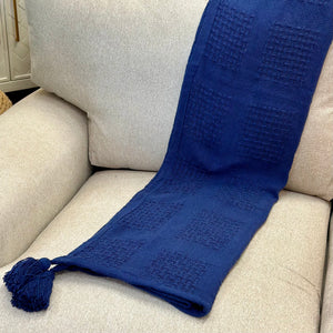 Navy Throw w/ Tassels