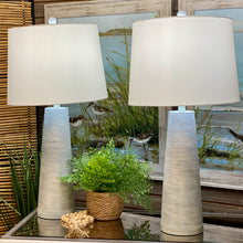 Load image into Gallery viewer, Light Blue Ribbed Table Lamp
