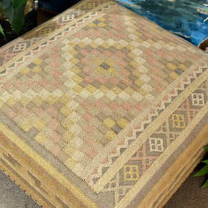 Neutral Kilim Print Ottoman