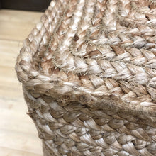 Load image into Gallery viewer, Square Jute &amp; Grey Woven Pouf
