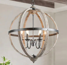 Load image into Gallery viewer, LNC Distressed Gray Wood Chandelier
