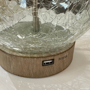 Crackled Glass Lamp W/USB