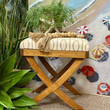Load image into Gallery viewer, White/Taupe Trellis Footstool

