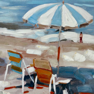 Blue Umbrellas On Beach II