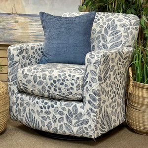 Blue Leaf Print Swivel Glider