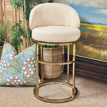 Load image into Gallery viewer, Set/2 Ivory/Gold Counter Stools
