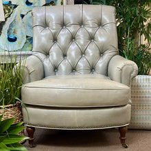 Load image into Gallery viewer, Pale Sage Tufted Leather chair
