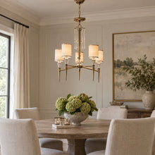 Load image into Gallery viewer, 5 Light Gold/Crystal Chandelier
