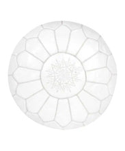 Load image into Gallery viewer, White Leather Pouf
