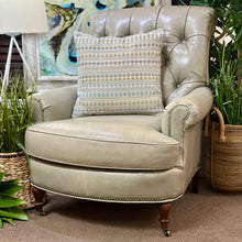 Load image into Gallery viewer, Pale Sage Tufted Leather chair
