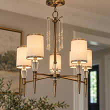 Load image into Gallery viewer, 5 Light Gold/Crystal Chandelier
