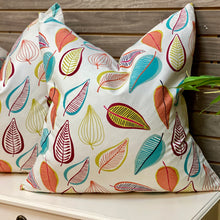 Load image into Gallery viewer, Teal &amp; Orange Leaf Down Pillow
