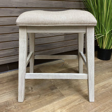 Load image into Gallery viewer, Grey Wash Upholstered Counter Stool
