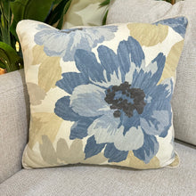 Load image into Gallery viewer, Blue &amp; Beige Floral Pillow
