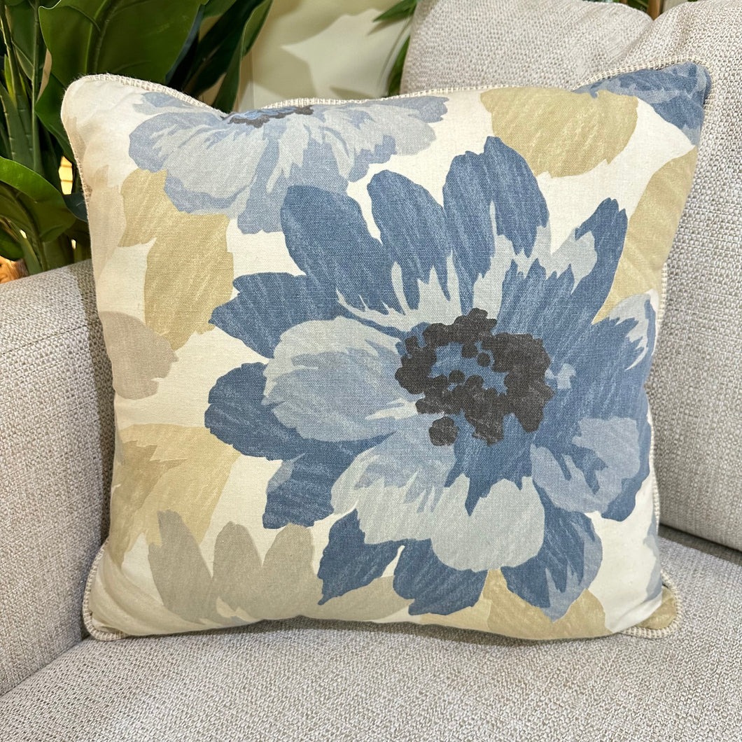 Blue & Beige Floral Pillow